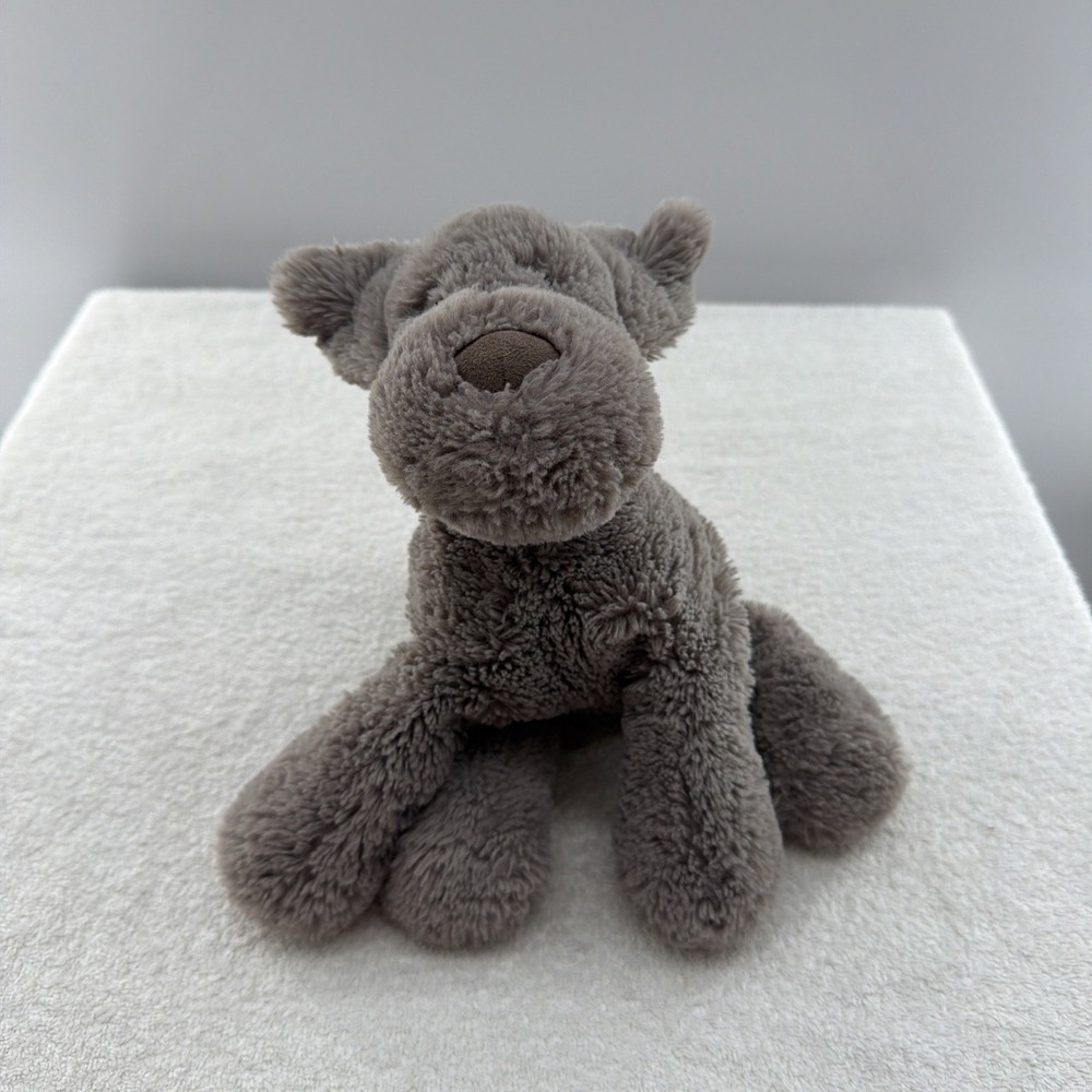 Jellycat Huggady Dog Medium 10" Plush Gray Stuffed Animal Retired - Partial Tag